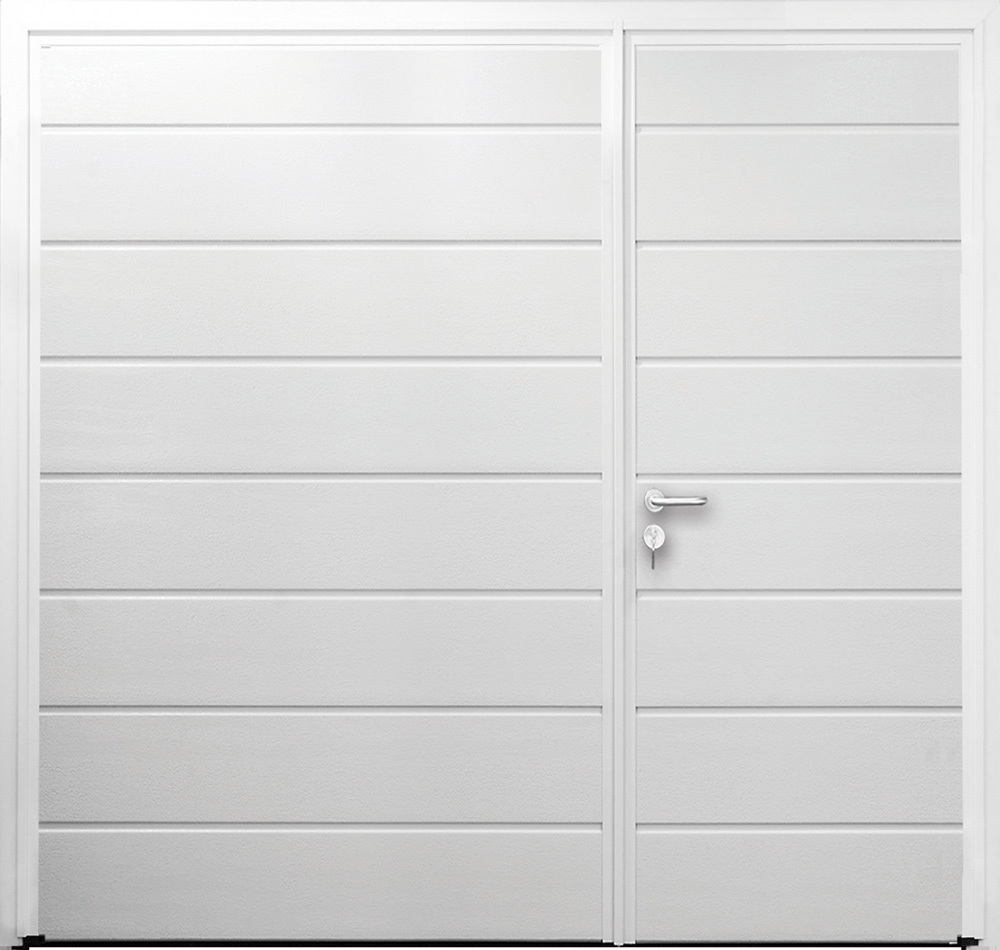 CarTeck Insulated Centre Ribbed Side Hinged Garage Door - Asymmetric Horizontal