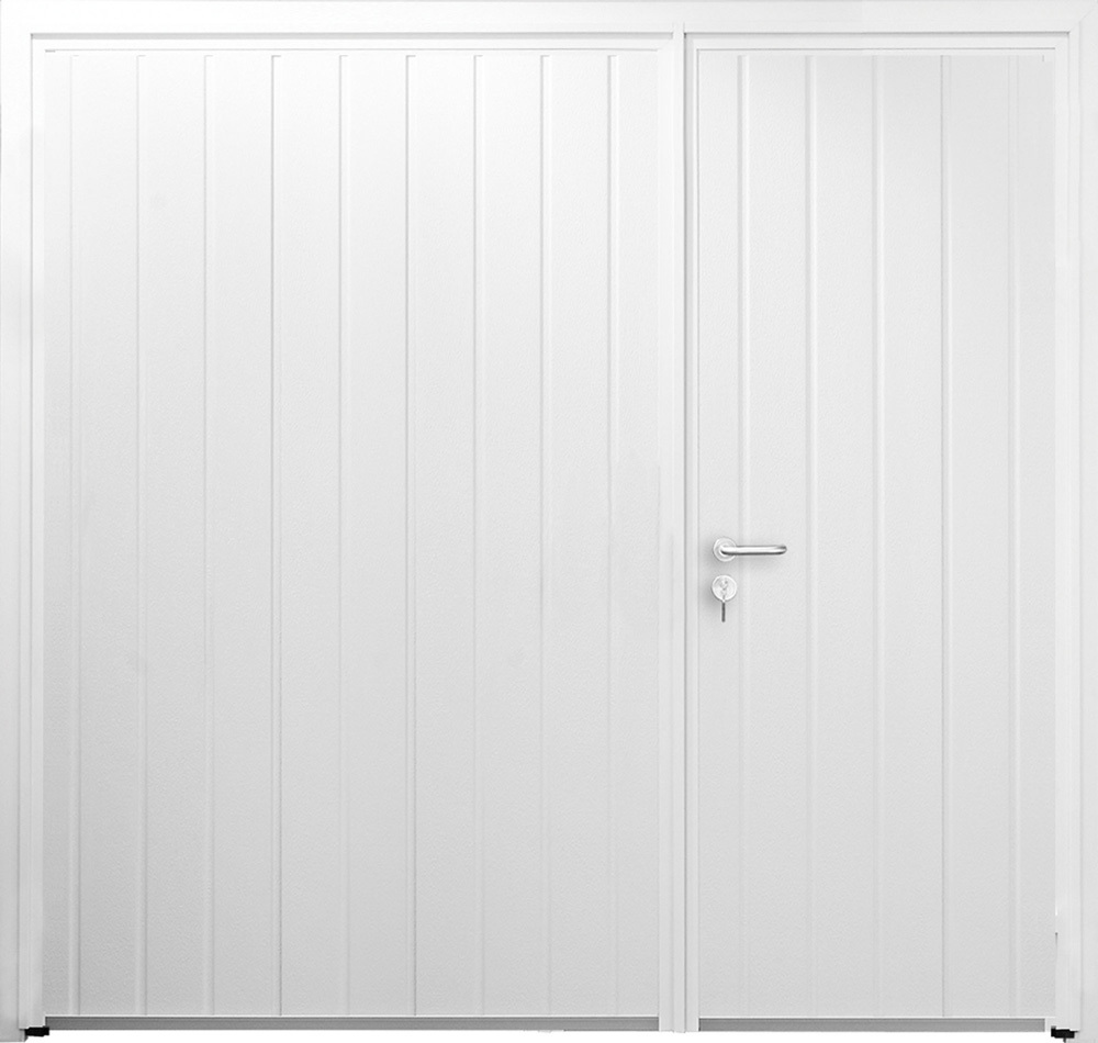 CarTeck Insulated Standard Rib Side Hinged Garage Door - Asymmetric Horizontal
