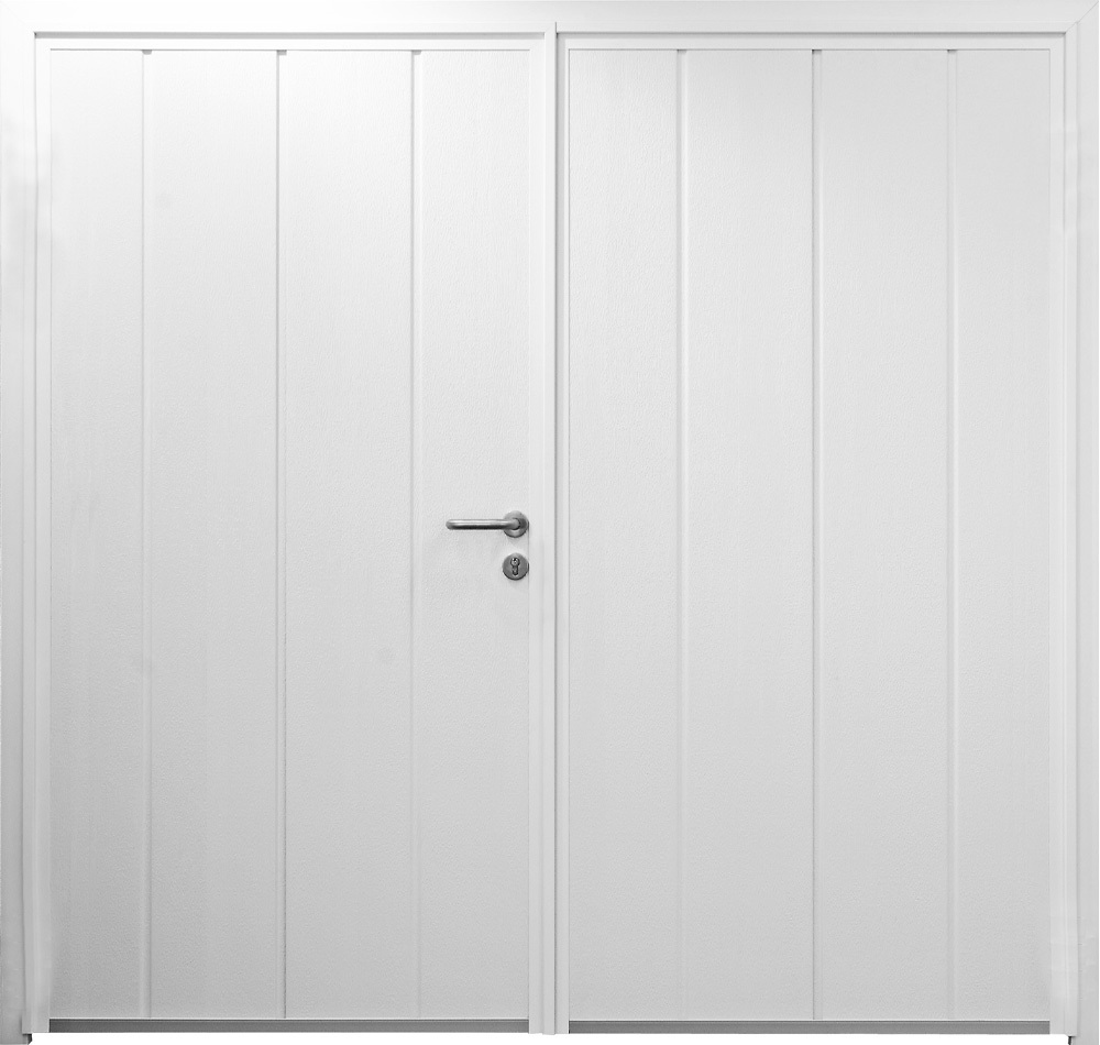 CarTeck Insulated Centre Ribbed Side Hinged Garage Door - Vertical