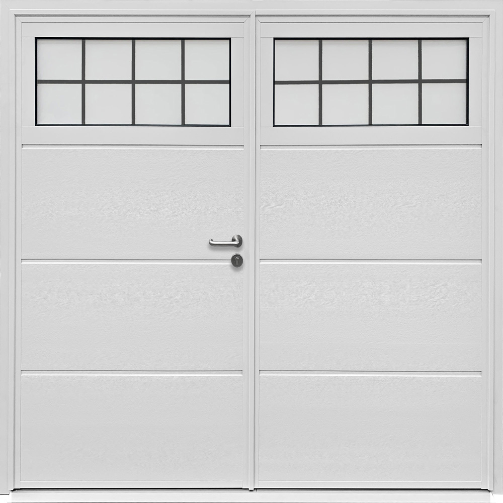 Carteck Insulated Traditional Side Hinged Garage Door - Solid Ribbed Horizontal