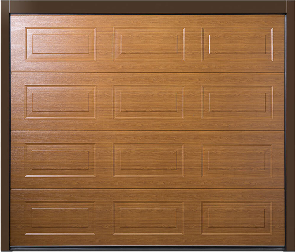 CarTeck Insulated Georgian Sectional Garage Door - Wood Effect Golden Oak