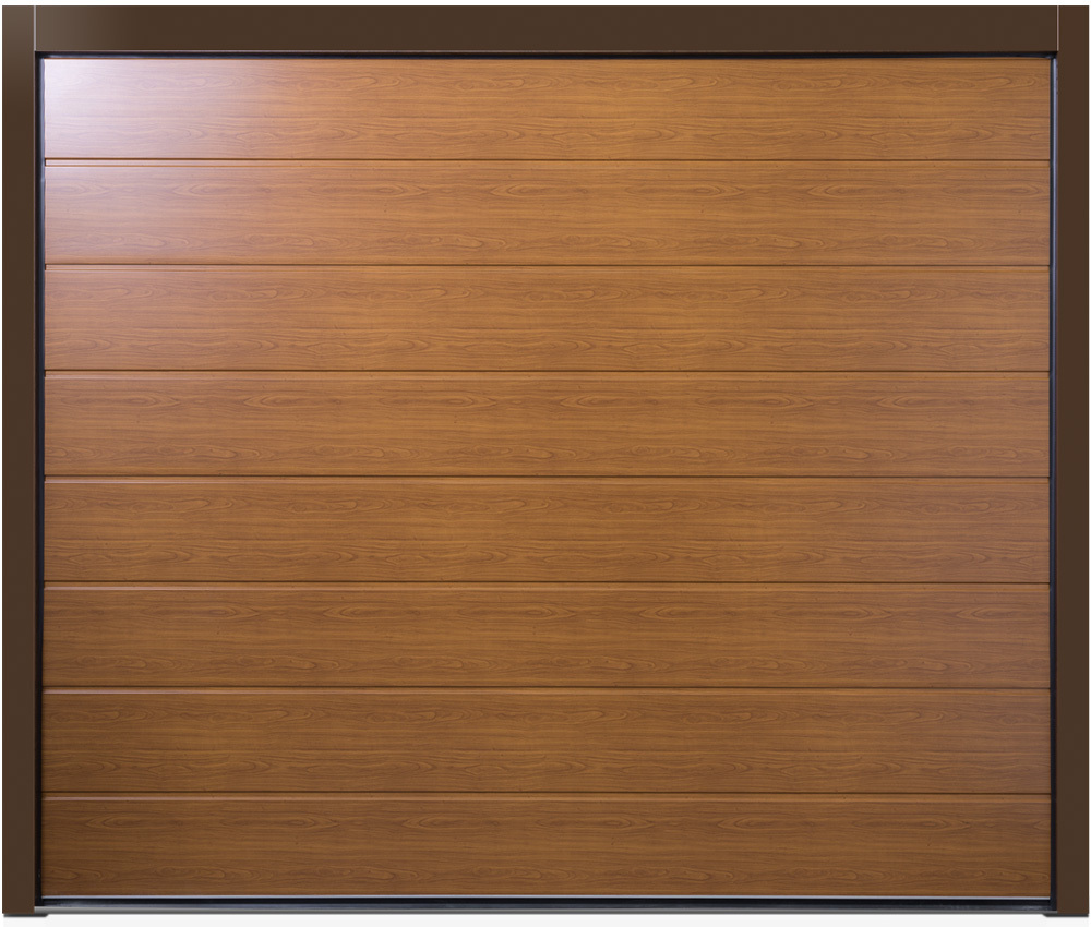 CarTeck Insulated Centre Rib Sectional Garage Door - Wood Effect Golden Oak