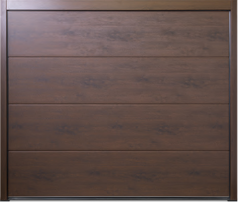 CarTeck Insulated Solid Sectional Garage Door - Wood Effect Night Oak