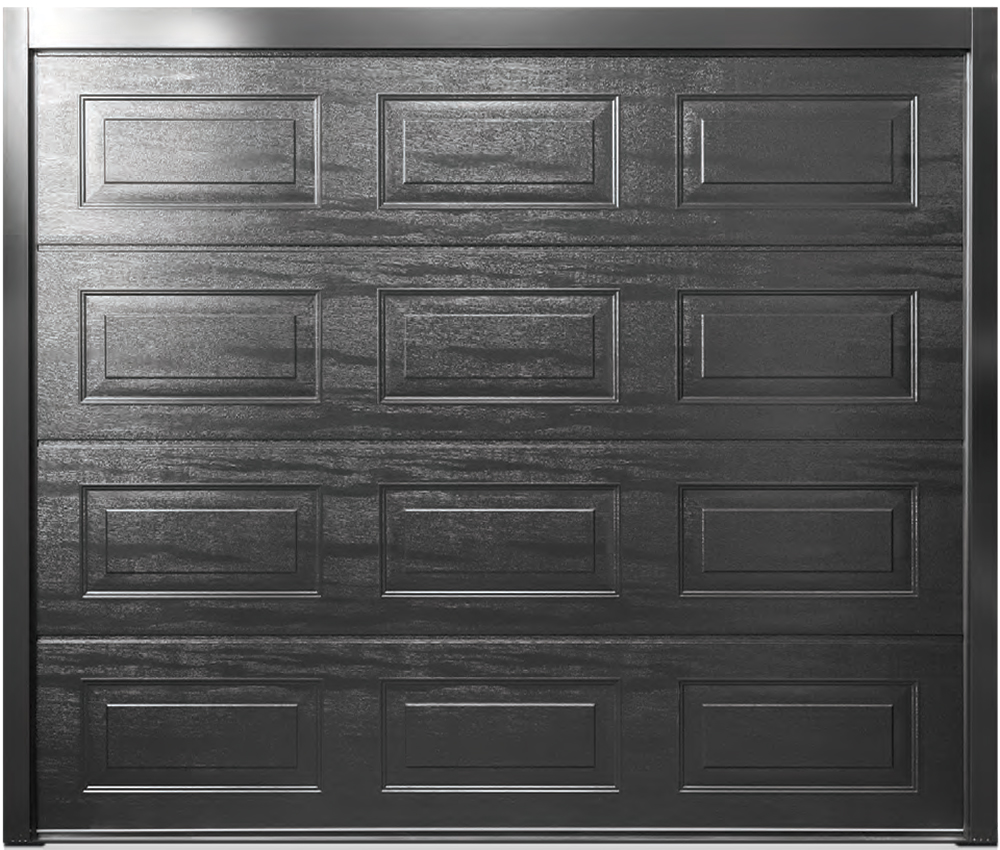 CarTeck Insulated Georgian Sectional Garage Door - Woodgrain Jet Black RAL 9005