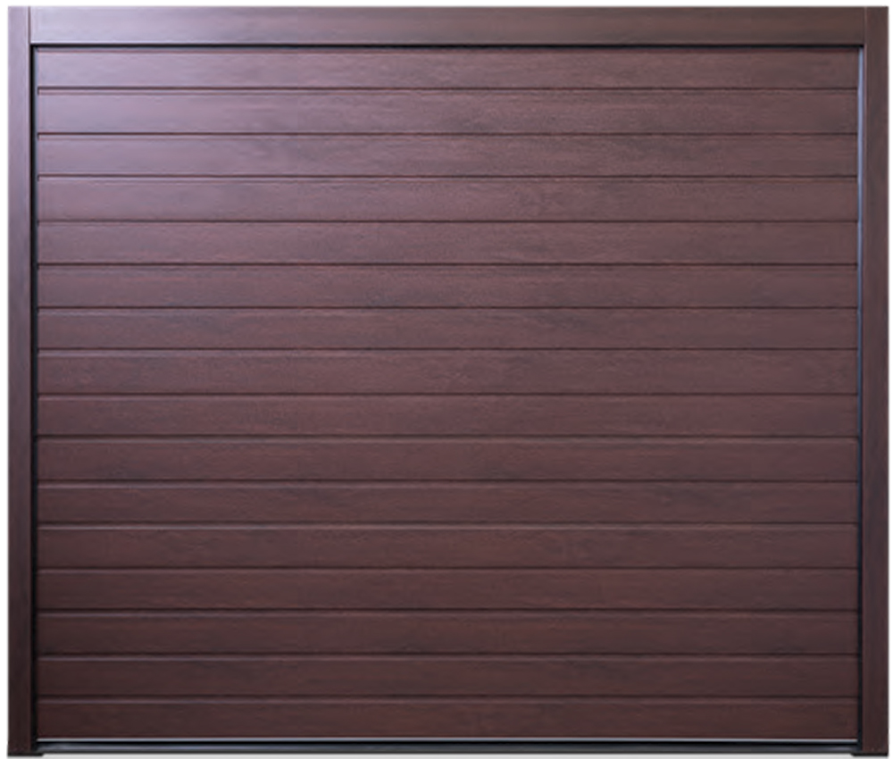 CarTeck Insulated Standard Ribbed Sectional Garage Door - Smooth Wood Effect Rosewood