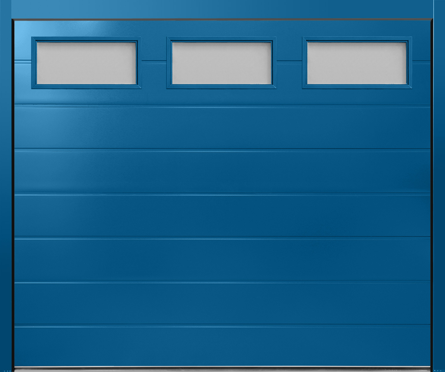 CarTeck Insulated Centre Ribbed Sectional Garage Door - Smooth Gentian Blue RAL 5010 with Rectangle Type 1 Windows