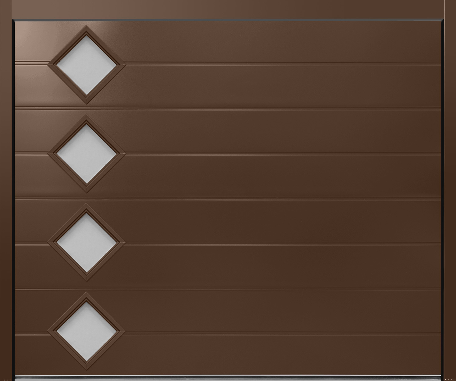 CarTeck Insulated Centre Ribbed Sectional Garage Door - Smooth Terra Brown RAL 8028 with Square Type 2 Windows