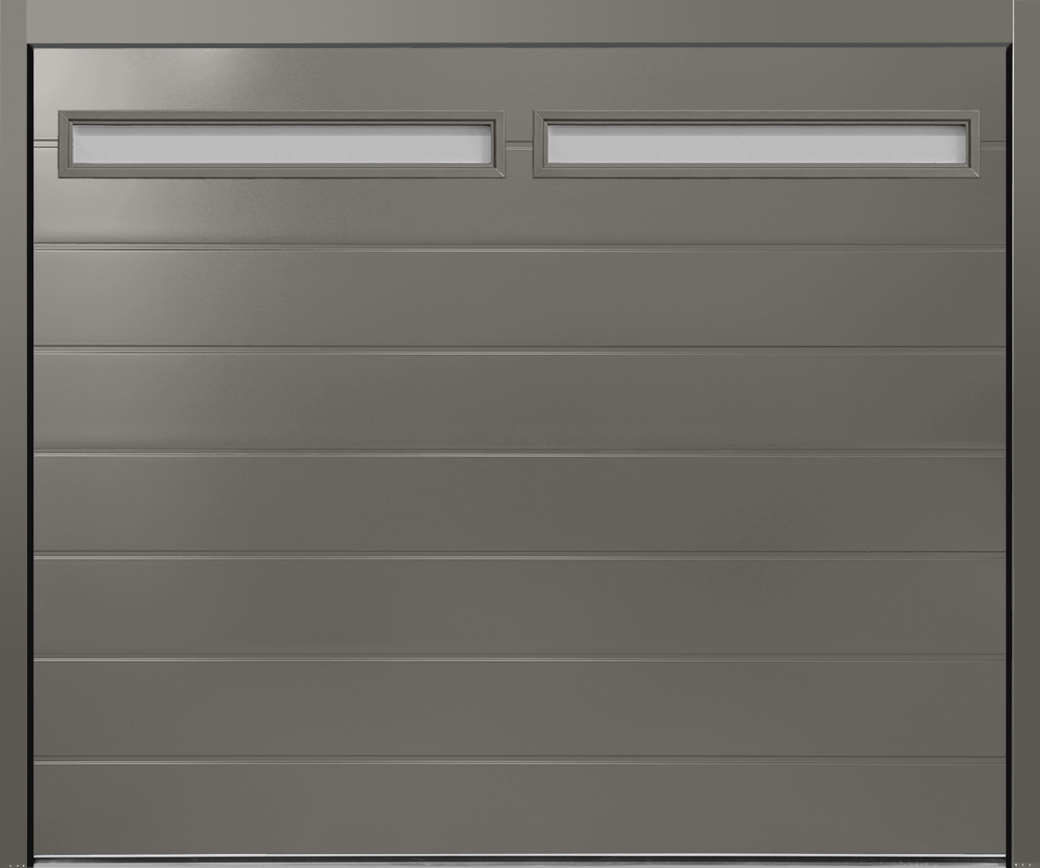 CarTeck Insulated Centre Ribbed Sectional Garage Door - Smooth Umbra Grey RAL 7022 with Rectangle Type 3 Windows