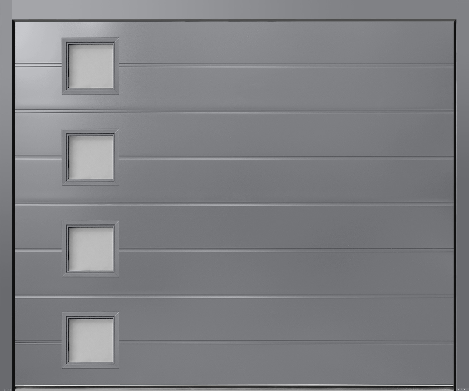 CarTeck Insulated Centre Ribbed Sectional Garage Door - Smooth Grey Aluminium RAL 9007 with Square Type 1 Windows