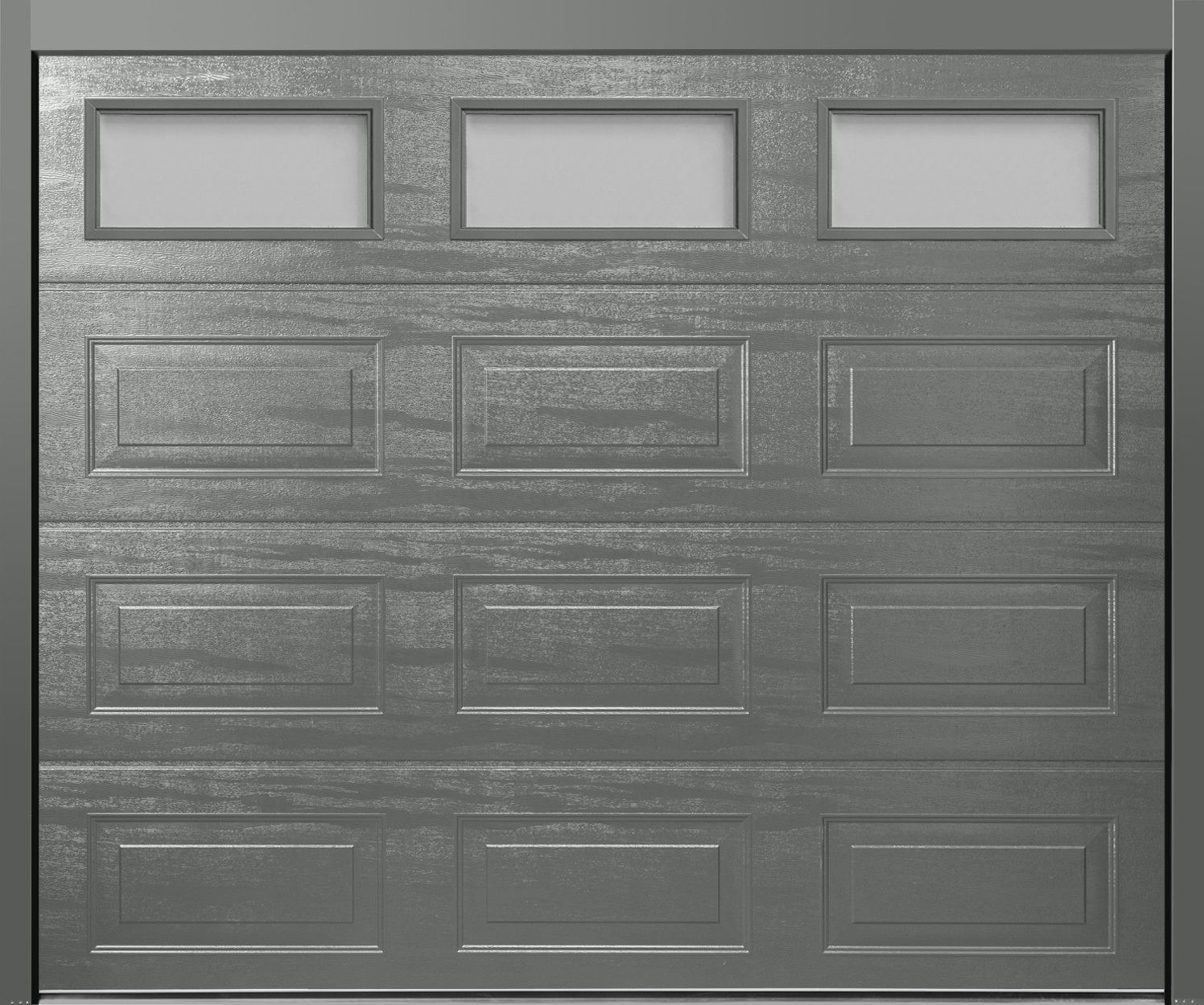 CarTeck Insulated Georgian Sectional Garage Door - Woodgrain Mouse Grey RAL 7005 with Rectangle Type 1 Windows