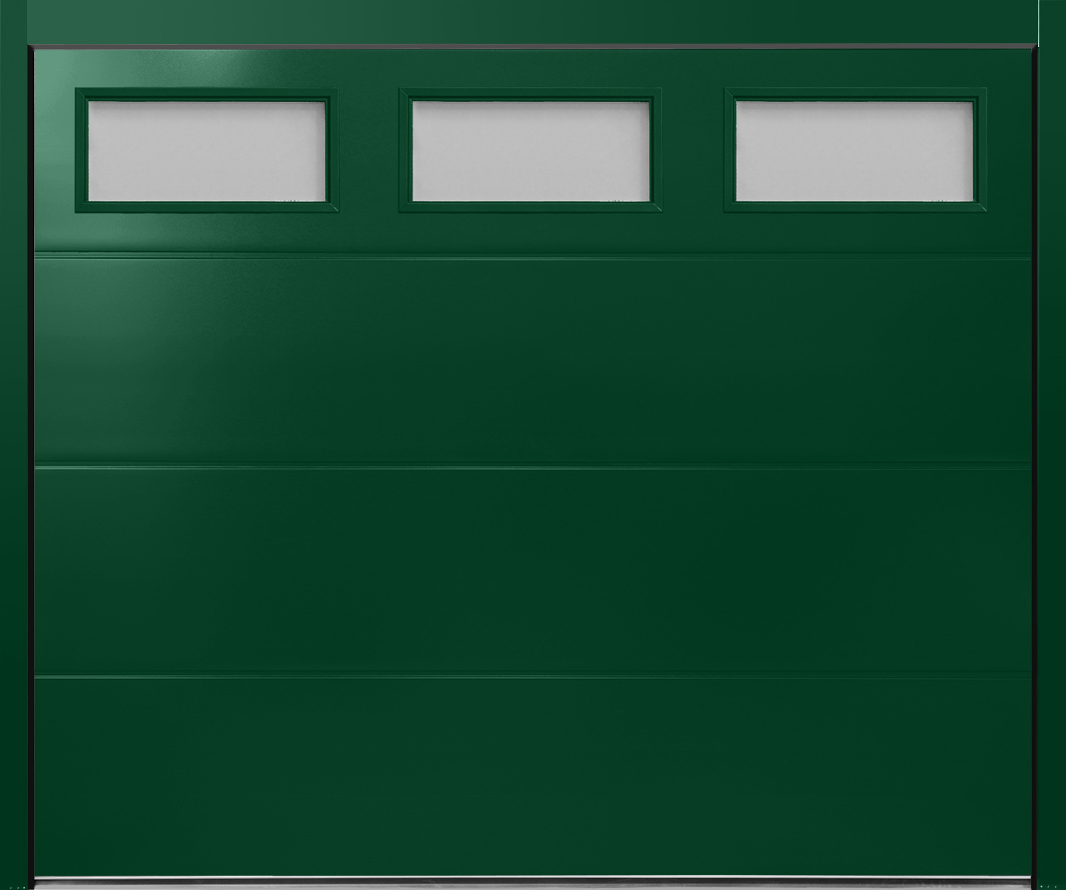 CarTeck Insulated Solid Sectional Garage Door - Smooth Fir Green RAL 6009 with Rectangle Type 1 Windows