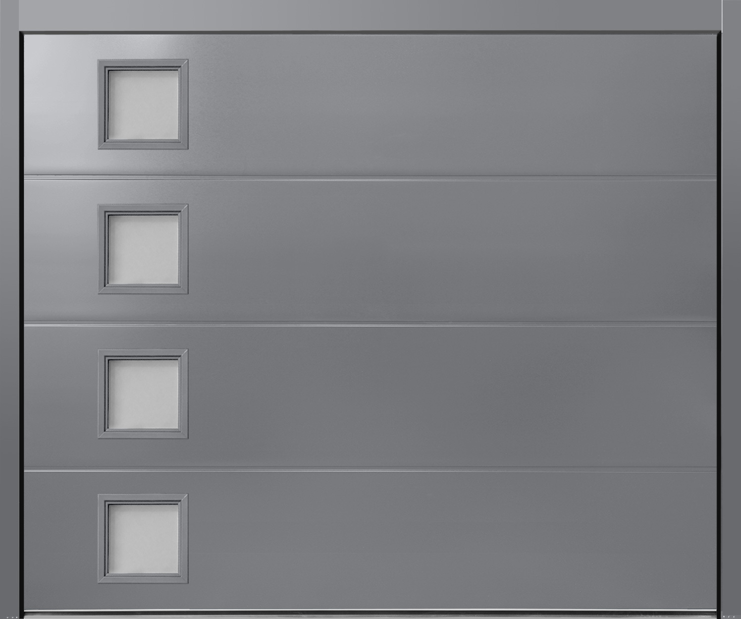 CarTeck Insulated Solid Sectional Garage Door - Smooth Grey Aluminium RAL 9007 with Square Type 1 Windows