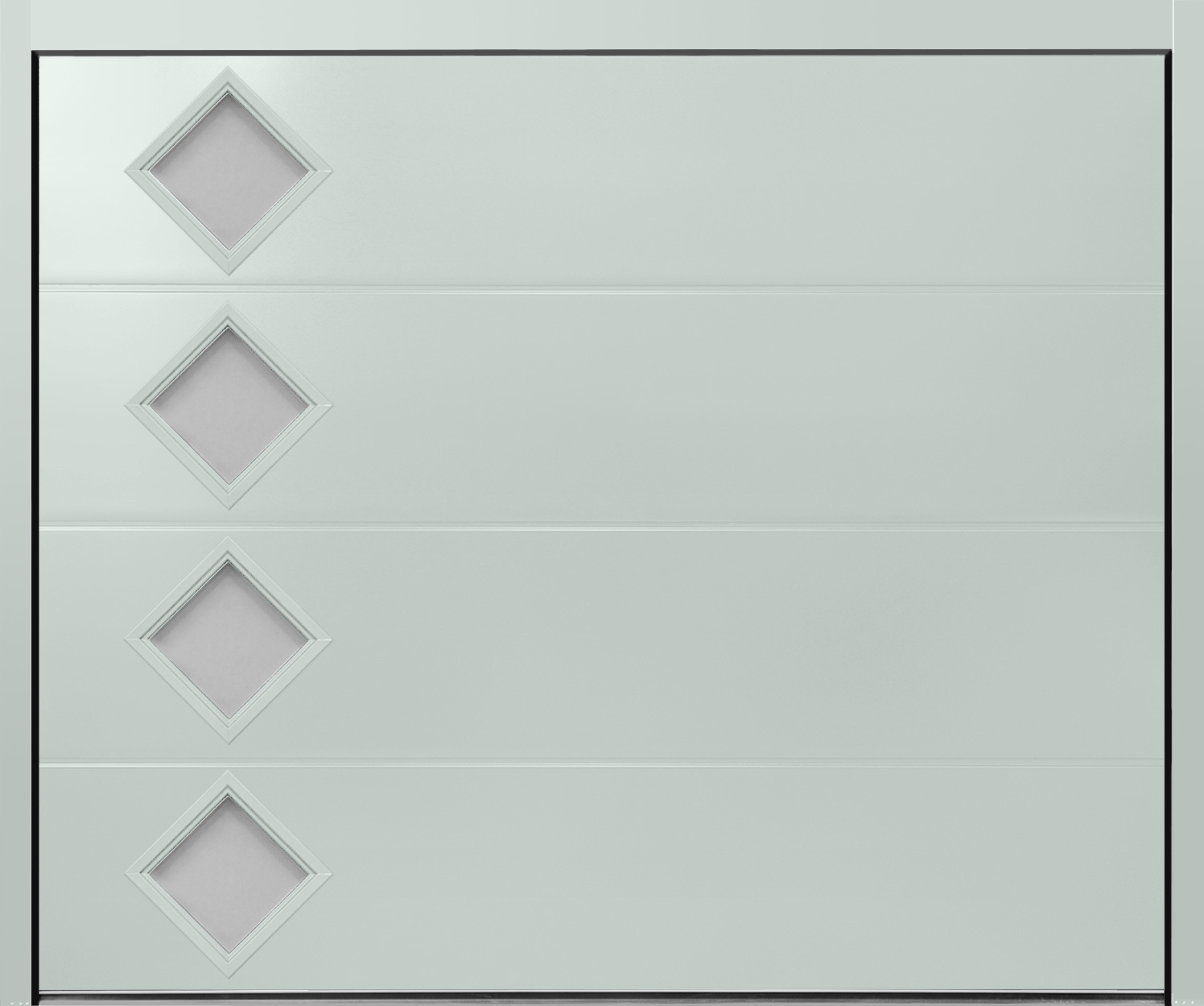 CarTeck Insulated Solid Sectional Garage Door - Smooth Light Grey RAL 7035 with Square Type 2 Windows