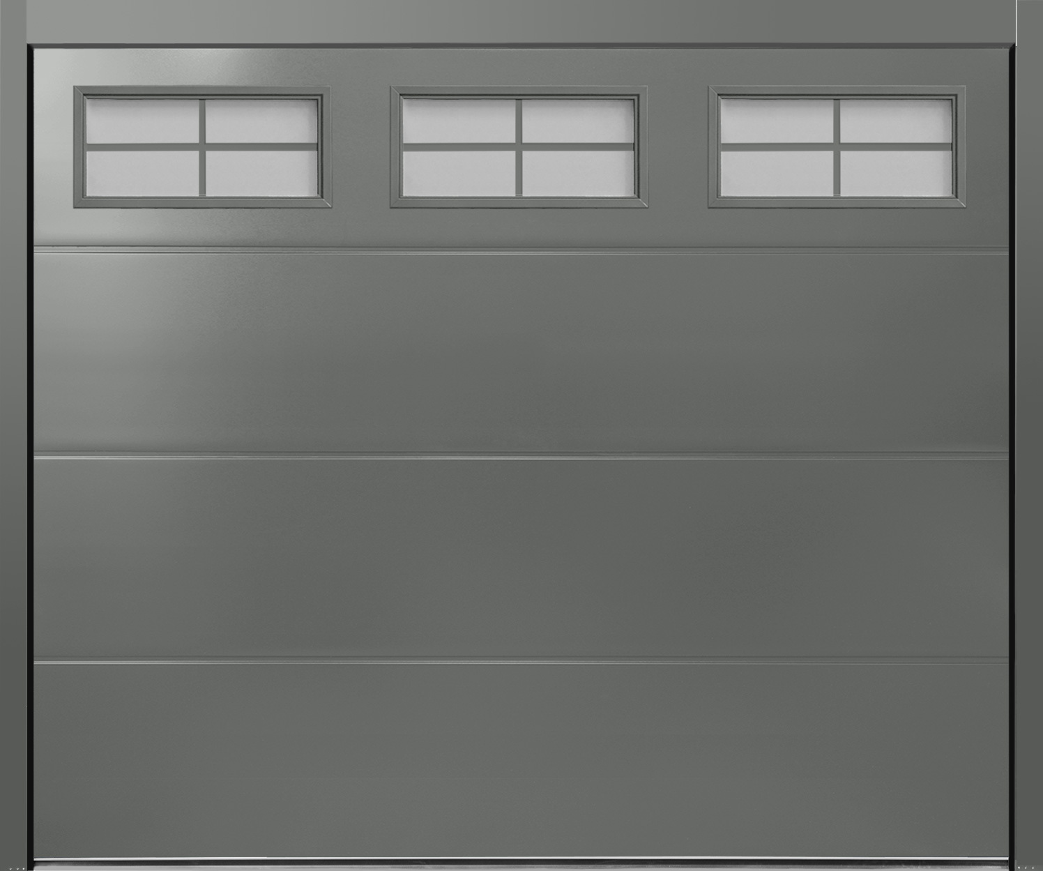 CarTeck Insulated Solid Sectional Garage Door - Smooth Mouse Grey RAL 7005 with Cross Mullion Windows