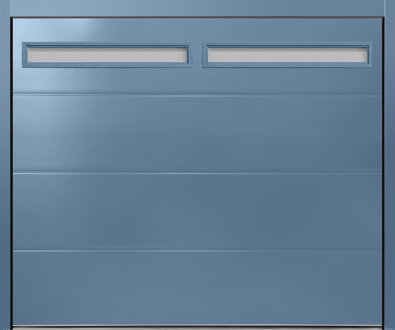 CarTeck Insulated Solid Sectional Garage Door - Smooth Pigeon Blue RAL 5014 with Rectangle Type 3 Windows