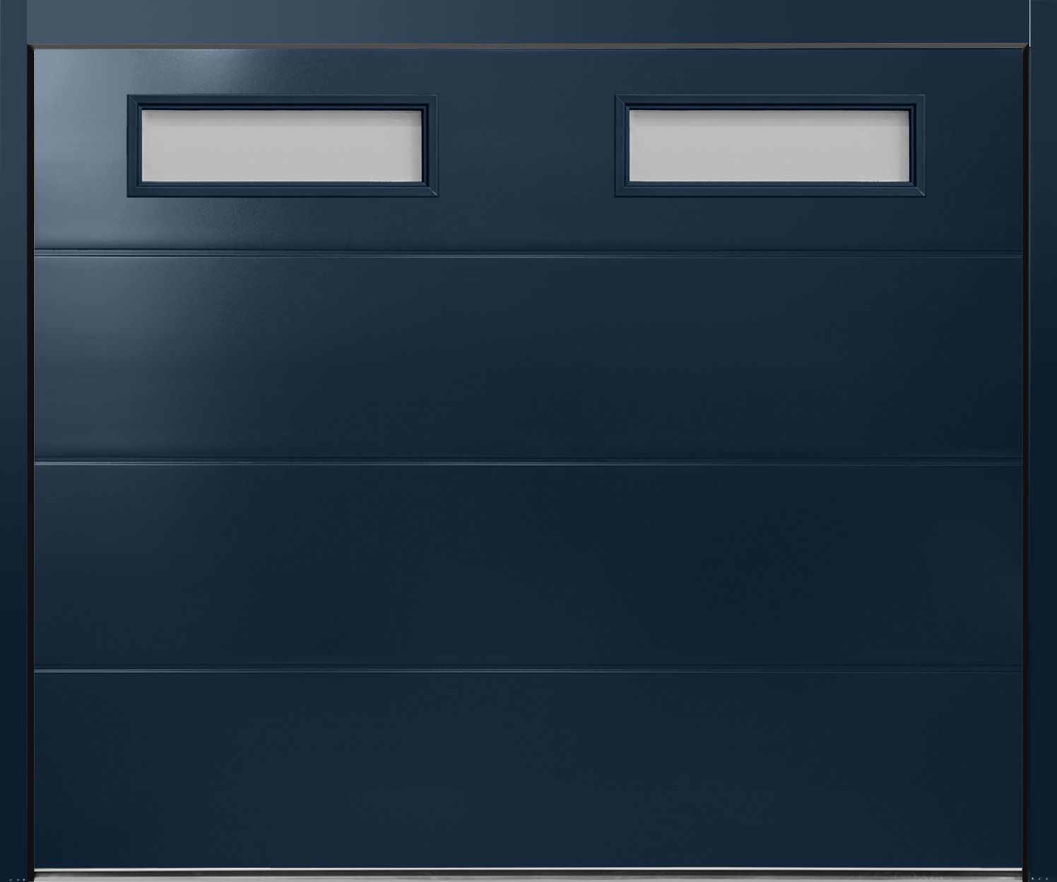 CarTeck Insulated Solid Sectional Garage Door - Smooth Steel Blue RAL 5011 with Rectangle Type 2 Windows