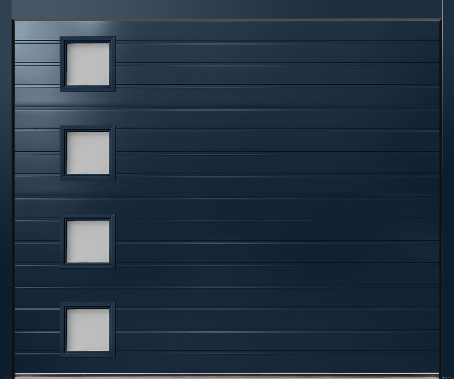 CarTeck Insulated Standard Ribbed Sectional Garage Door - Smooth Steel Blue RAL 5011 with Square Type 1 Windows