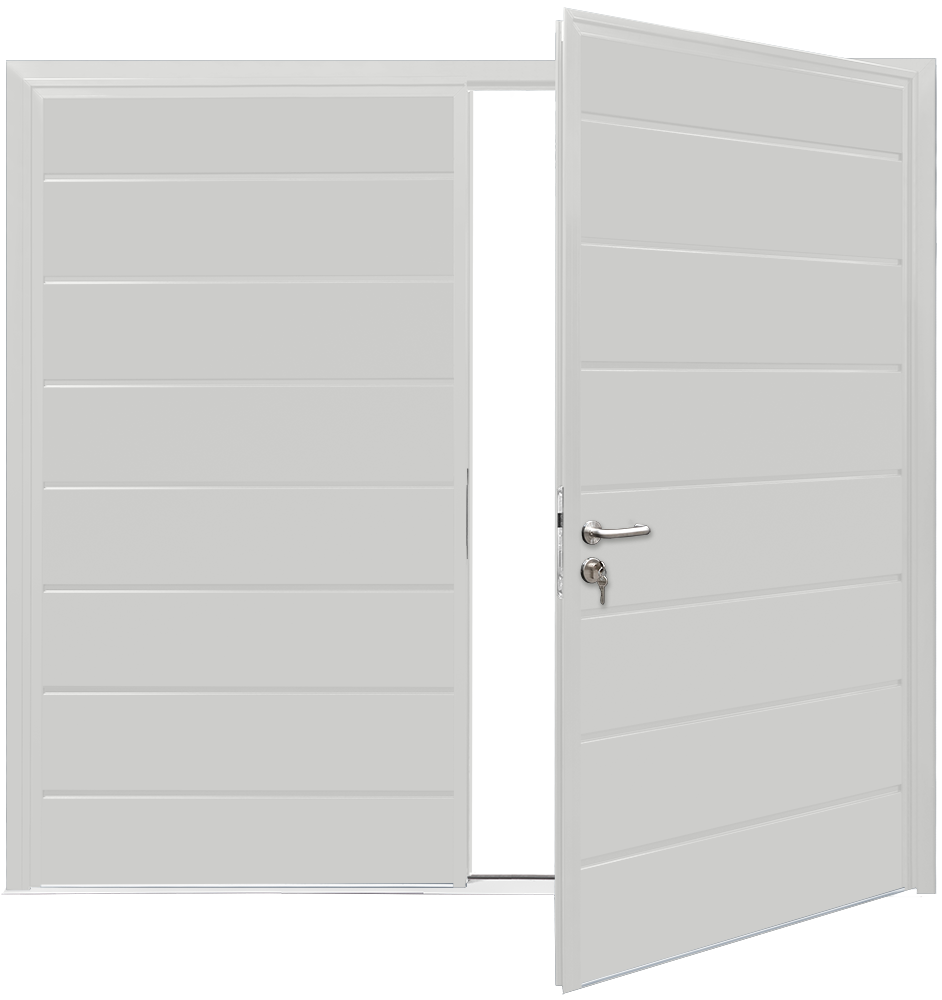 Teckentrup Insulated CarTeck Side Hinged Centre Ribbed Horizontal - Bling White TT9016