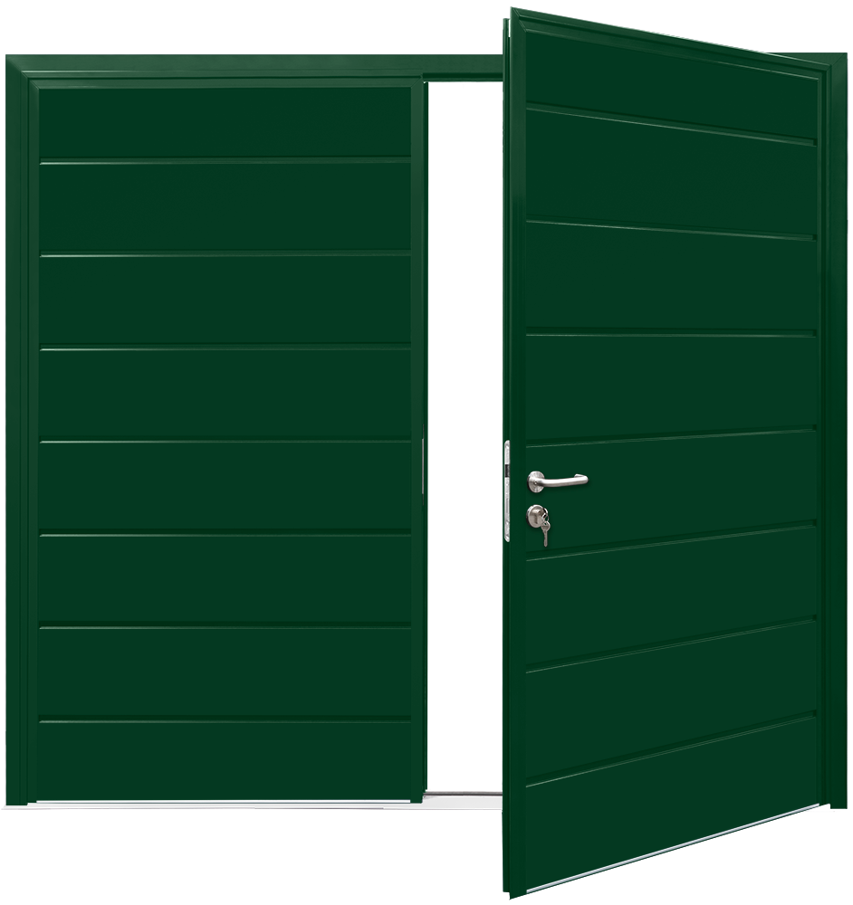 Teckentrup Insulated CarTeck Side Hinged Centre Ribbed Horizontal - Fir Green RAL 6009