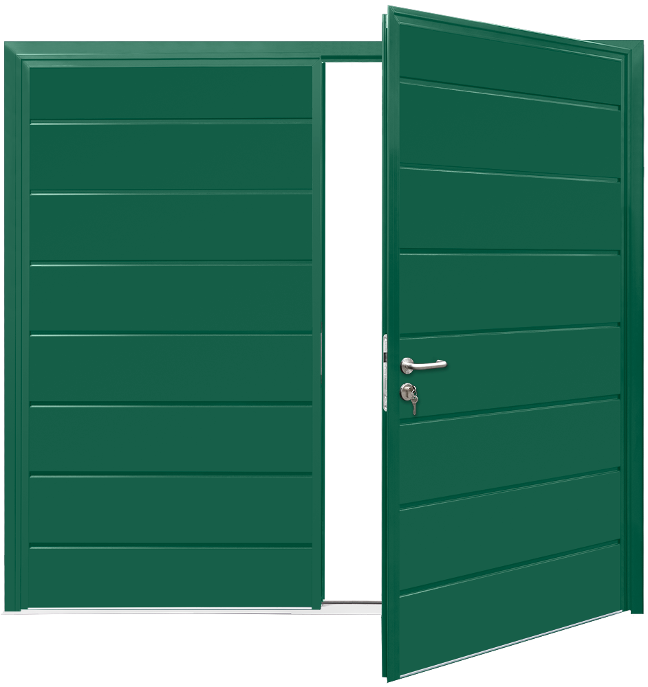 Car Teck Side Hinged Centre Rib Horizontal Smooth Moss Green RAL 6005