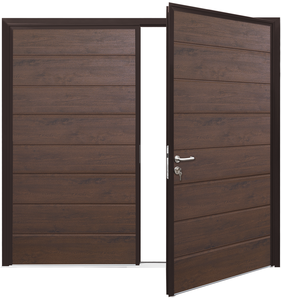 Teckentrup Insulated CarTeck Side Hinged Centre Ribbed Horizontal - Night Oak