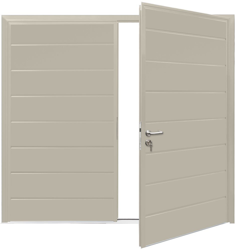 Car Teck Side Hinged Centre Rib Horizontal Smooth Pebble Grey RAL 7032