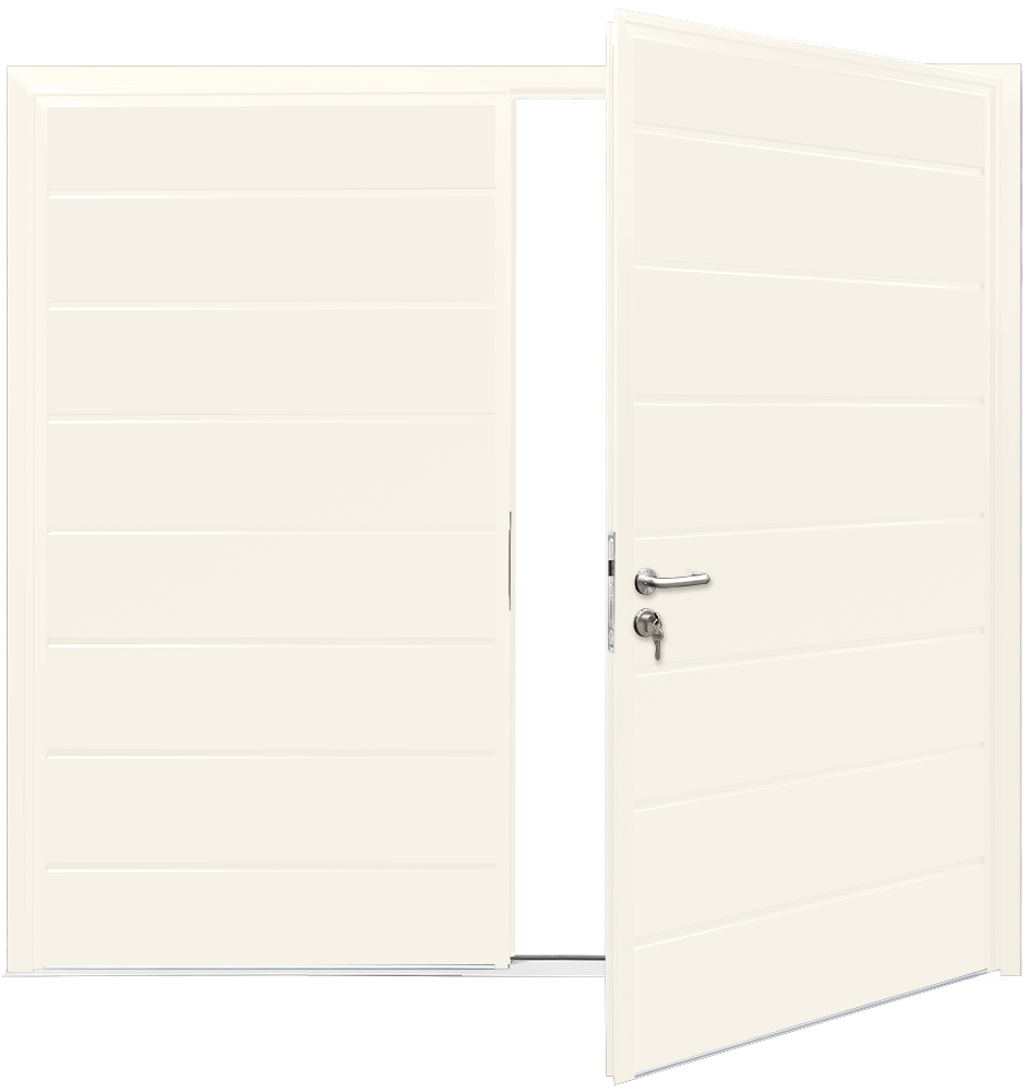 Car Teck Side Hinged Centre Rib Horizontal Smooth Pure white RAL 9010