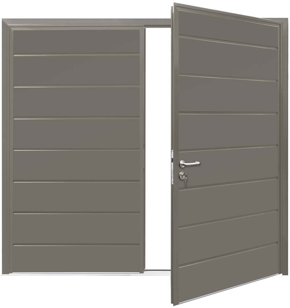 Car Teck Side Hinged Centre Rib Horizontal Smooth Quartz Grey RAL 7039