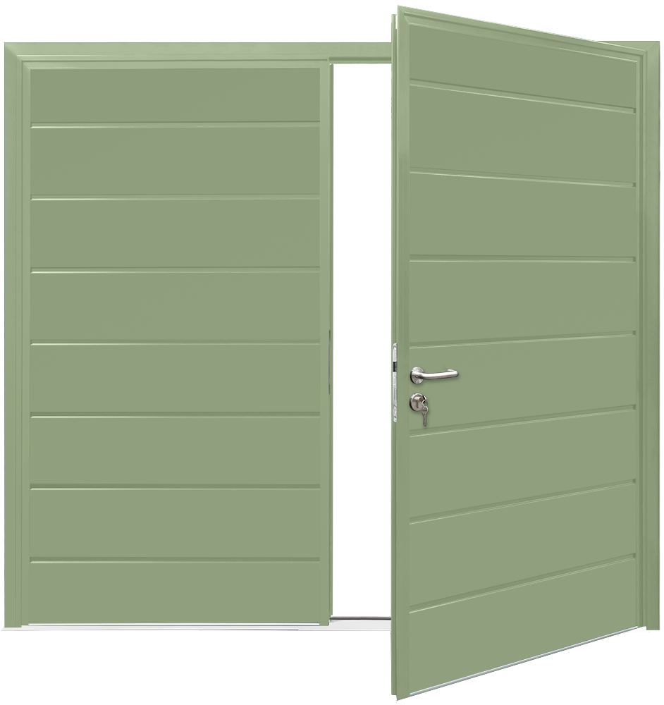 Teckentrup Insulated CarTeck Side Hinged Centre Ribbed Horizontal - Sage Green RAL 130 60 10