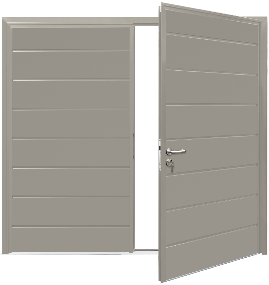 Car Teck Side Hinged Centre Rib Horizontal Smooth Stone Grey RAL 7030