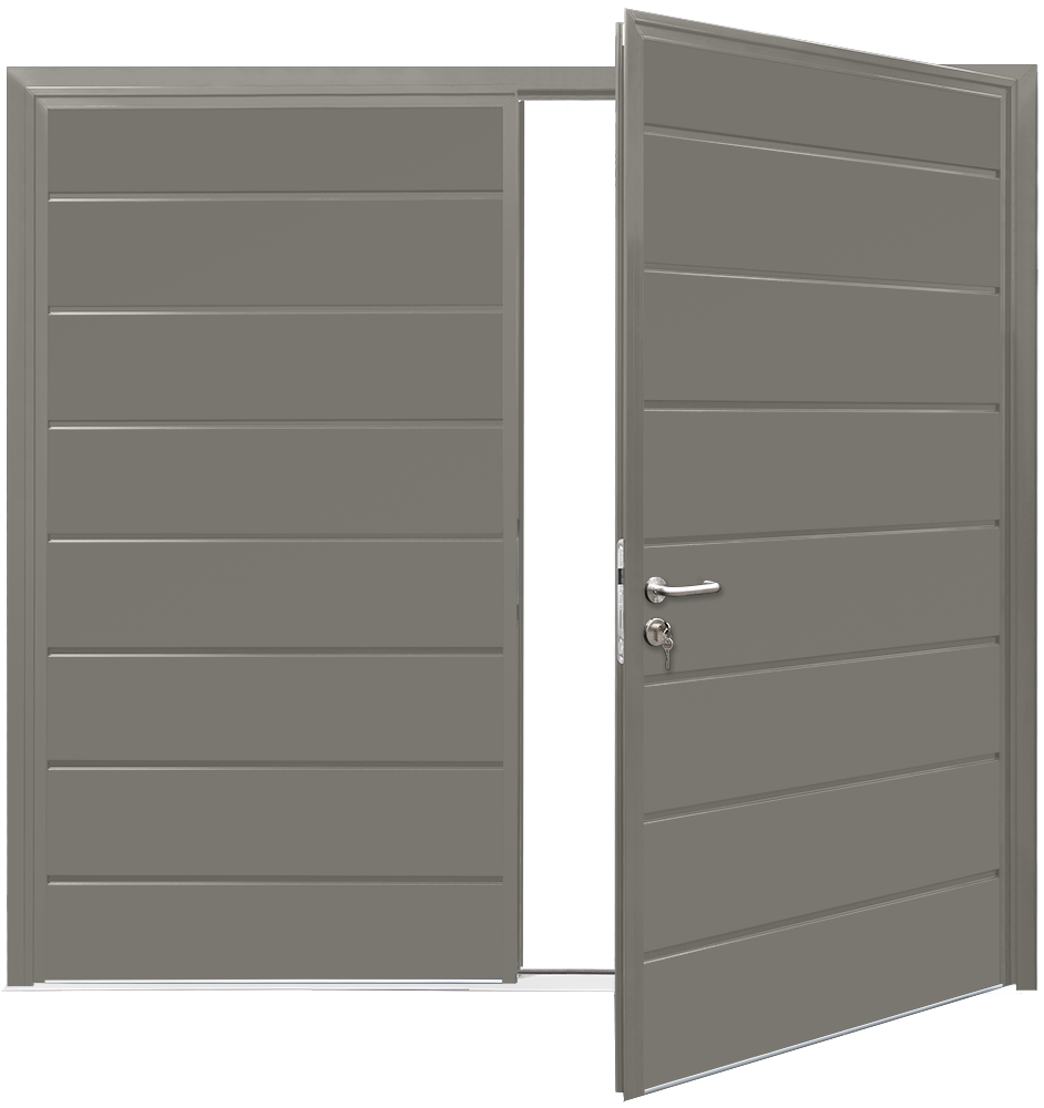 Teckentrup Insulated CarTeck Side Hinged Centre Ribbed Horizontal - Umbra Grey RAL 7022