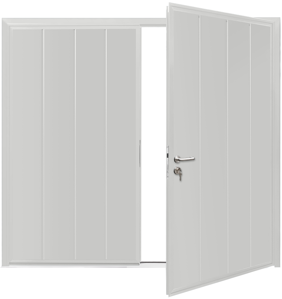 Car Teck Side Hinged Centre Rib Vertical Smooth Bling White RAL TT9016