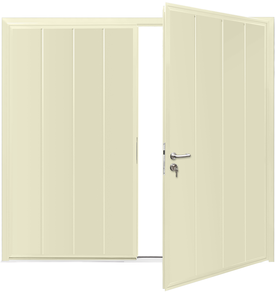 Car Teck Side Hinged Centre Rib Vertical Smooth Cream RAL 9001
