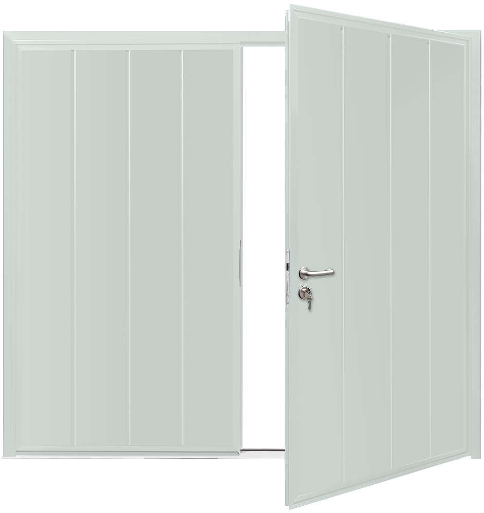 Teckentrup Insulated CarTeck Side Hinged Centre Ribbed Vertical - Light Grey RAL 7035