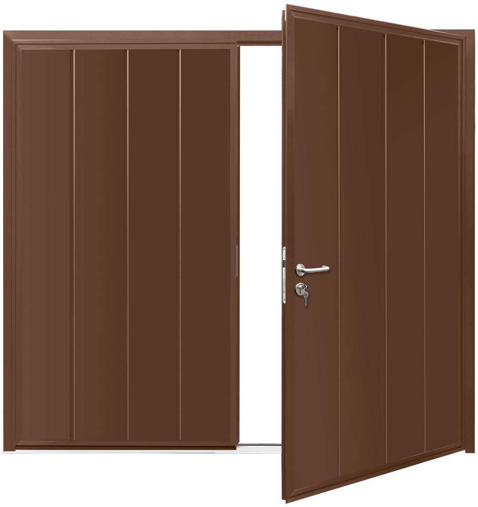 Teckentrup Insulated CarTeck Side Hinged Centre Ribbed Vertical - Nut Brown RAL 8011