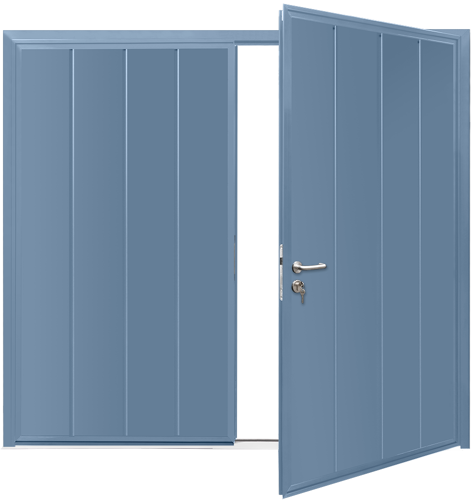 Teckentrup Insulated CarTeck Side Hinged Centre Ribbed Vertical - Pigeon Blue RAL 5014