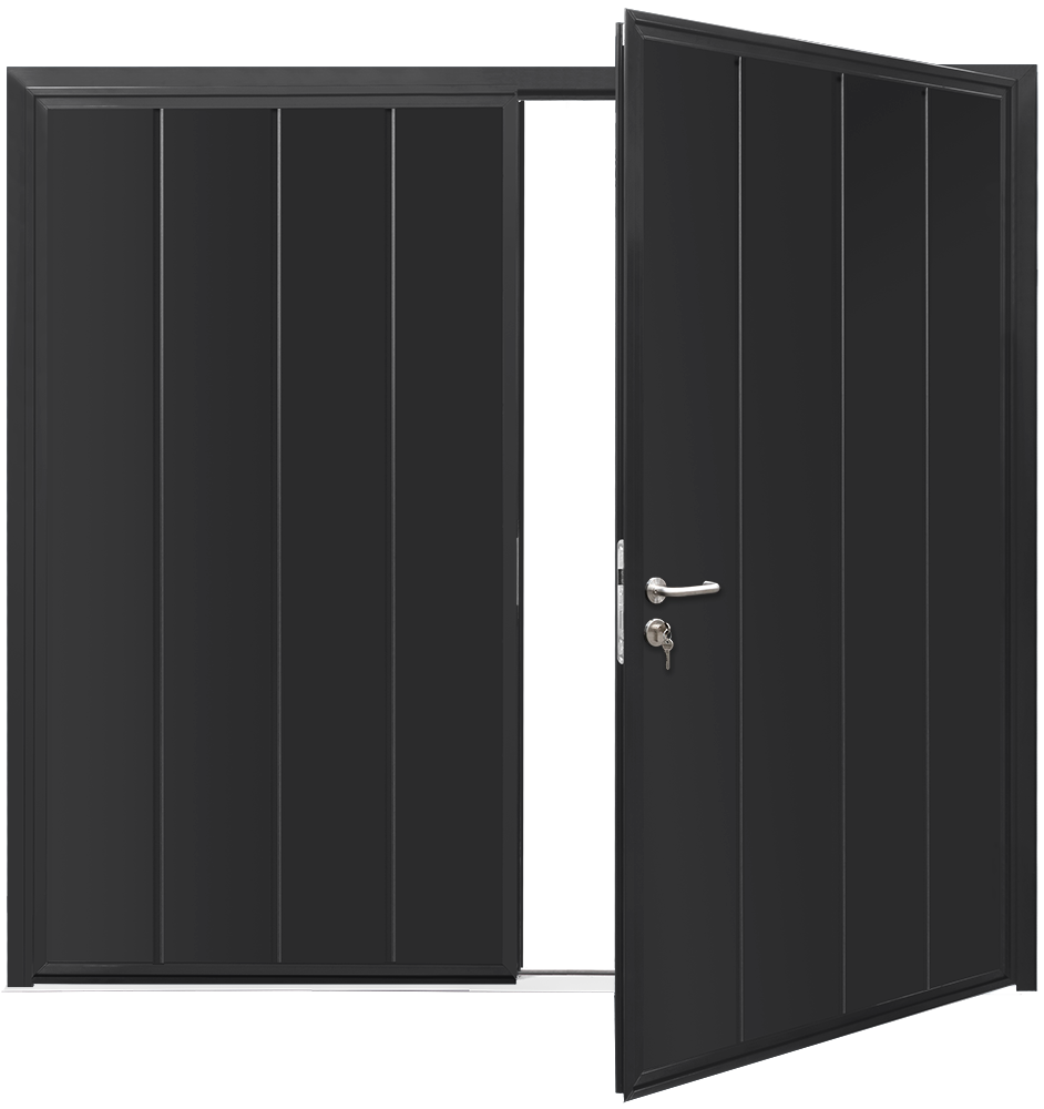 Teckentrup Insulated CarTeck Side Hinged Centre Ribbed Vertical - Signal Black RAL 9004