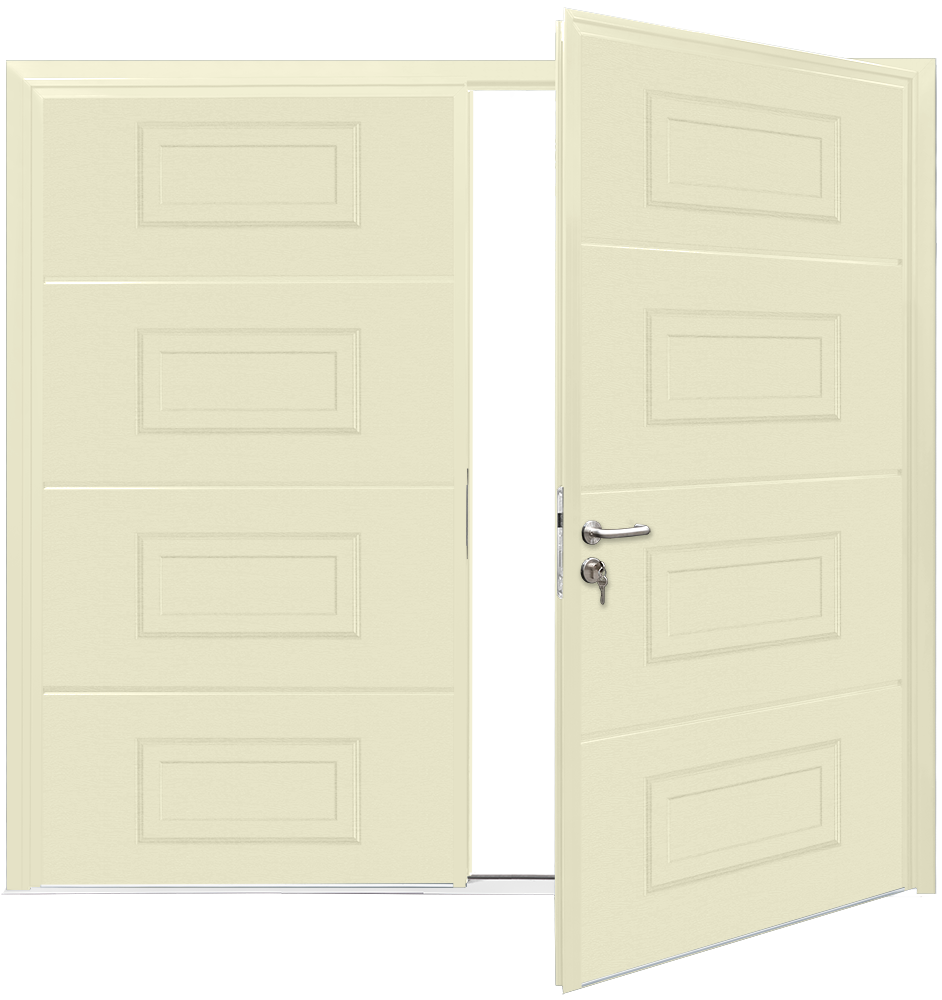 Car Teck Side Hinged Georgian Horizontal Woodgrain Cream RAL 9001