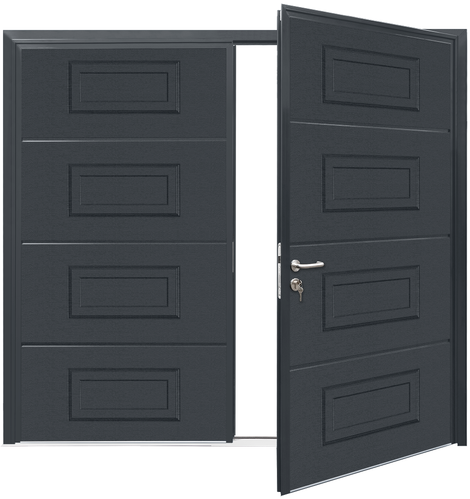 Car Teck Side Hinged Georgian Horizontal Woodgrain Graphite grey RAL 7024