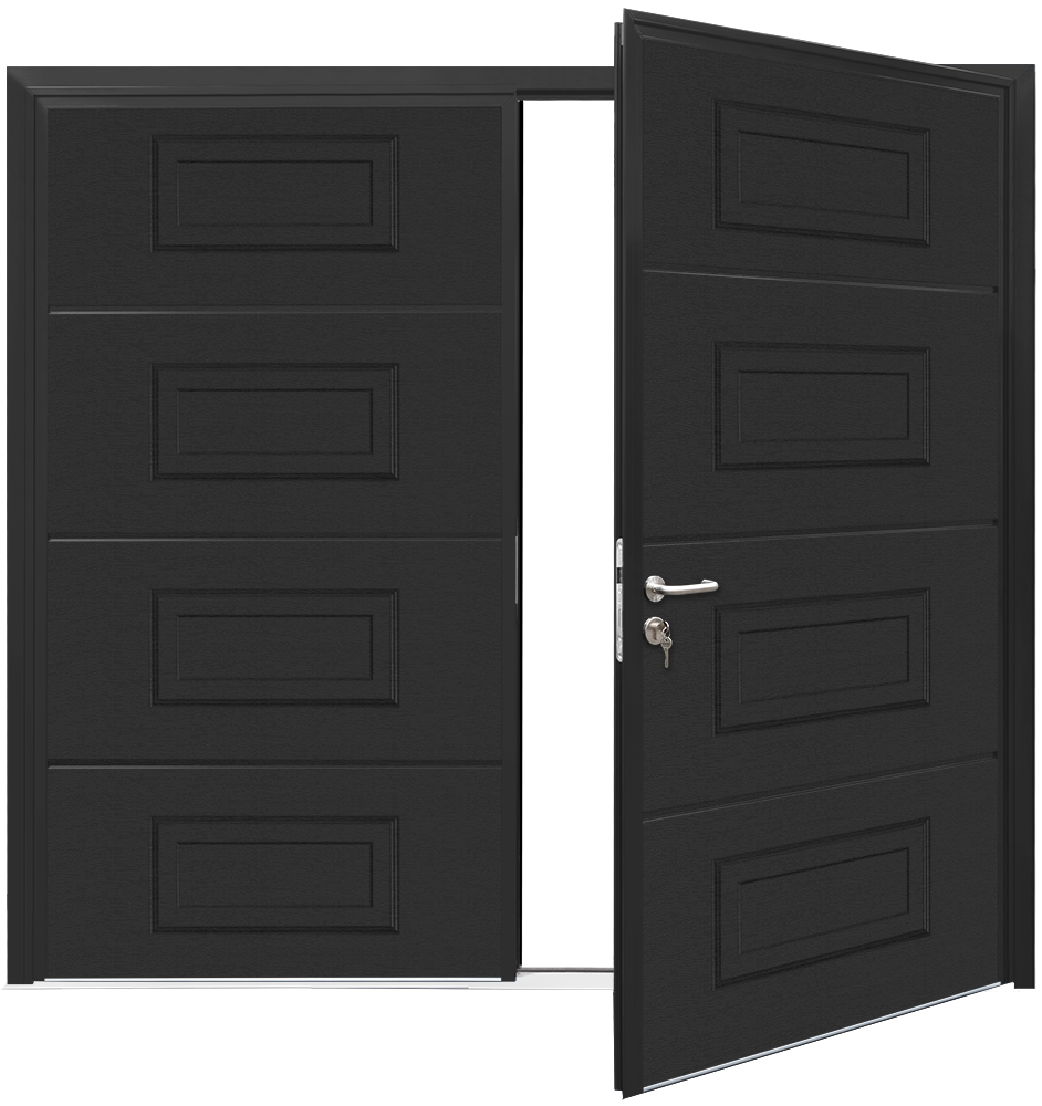 Car Teck Side Hinged Georgian Horizontal Woodgrain Jet black RAL 9005