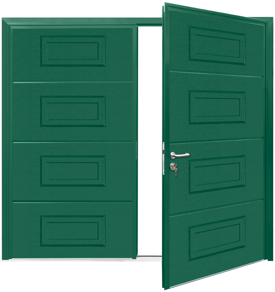 Car Teck Side Hinged Georgian Horizontal Woodgrain Moss Green RAL 6005