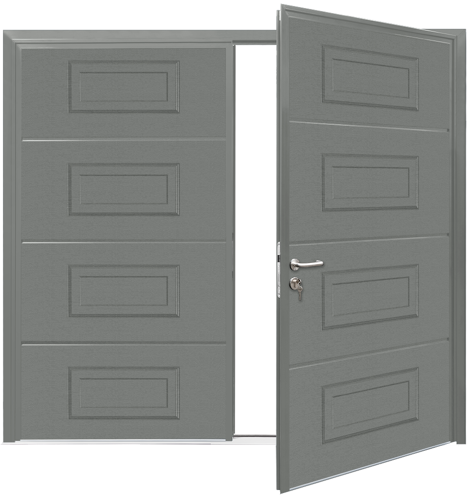 Teckentrup Insulated CarTeck Side Hinged Georgian Horizontal - Mouse Grey RAL 7005