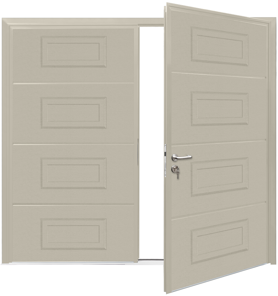 Car Teck Side Hinged Georgian Horizontal Woodgrain Pebble Grey RAL 7032