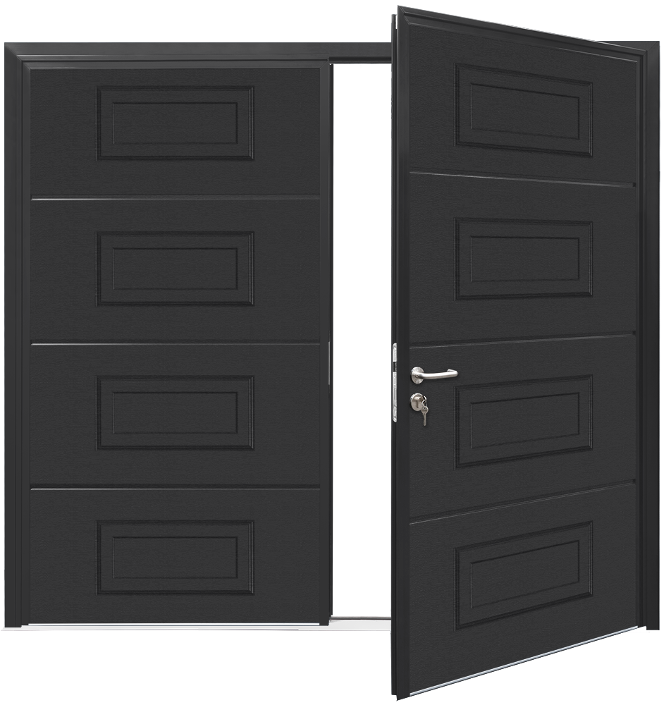 Teckentrup Insulated CarTeck Side Hinged Georgian Horizontal - Signal Black RAL 9004
