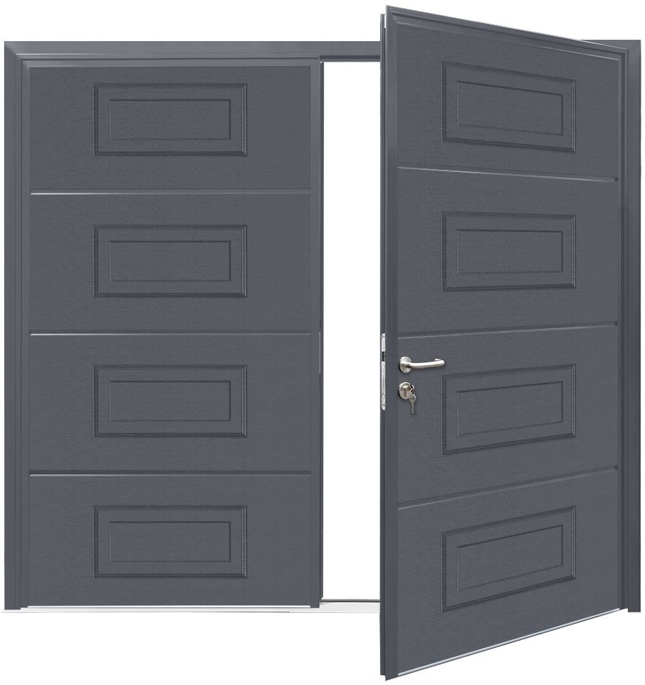 Car Teck Side Hinged Georgian Horizontal Woodgrain Slate Grey RAL 7015