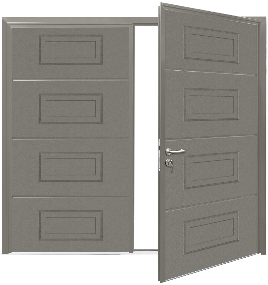 Car Teck Side Hinged Georgian Horizontal Woodgrain Umbra Grey RAL 7022