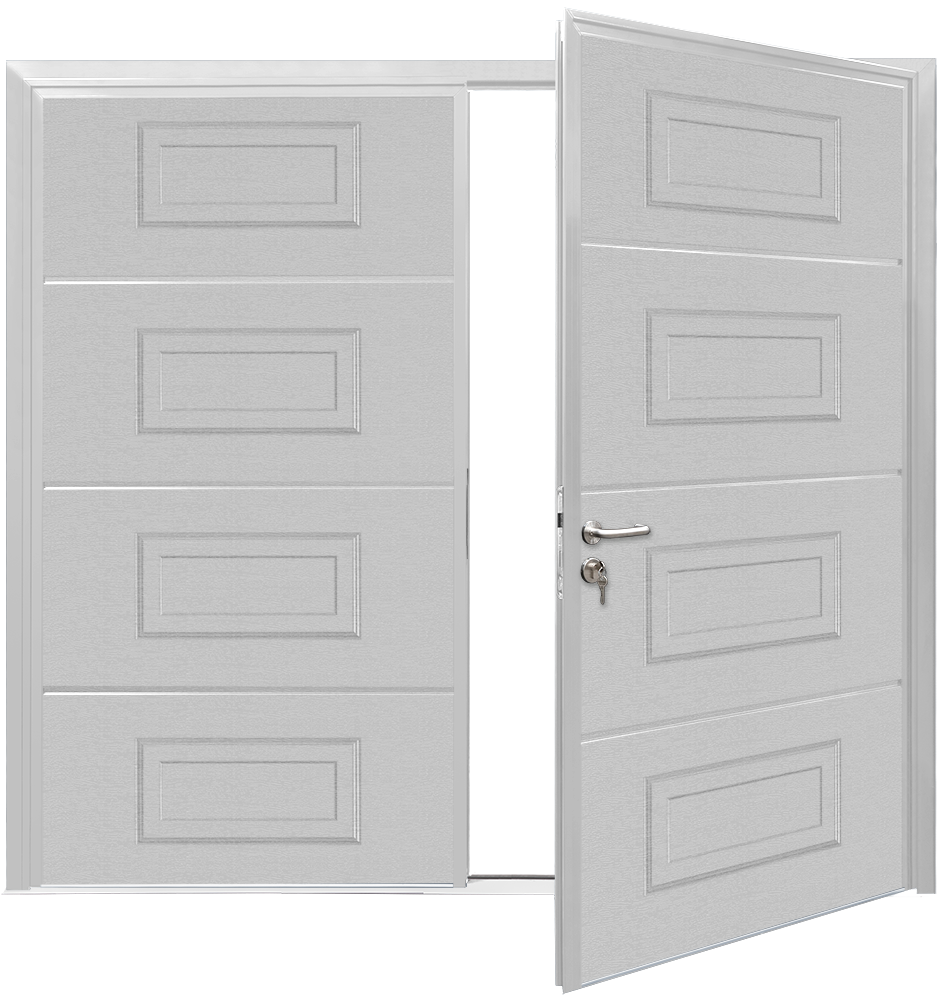 Car Teck Side Hinged Georgian Horizontal Woodgrain White RAL 9016