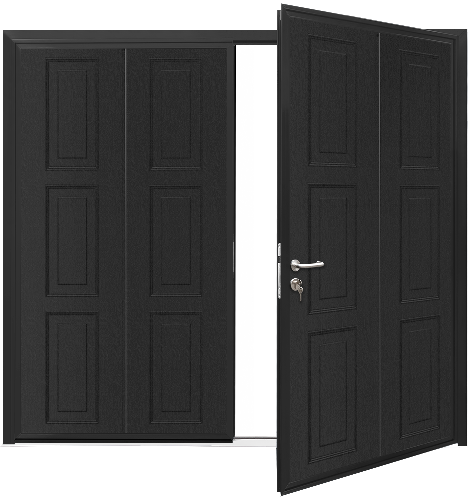 Teckentrup Insulated CarTeck Side Hinged Georgian Vertical - Jet Black RAL 9005