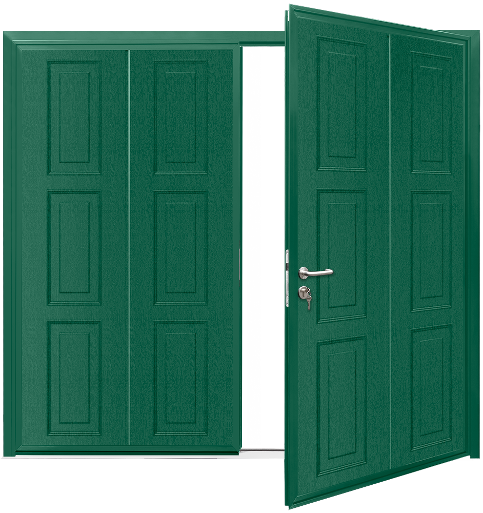 Car Teck Side Hinged Georgian Vertical Woodgrain Moss Green RAL 6005