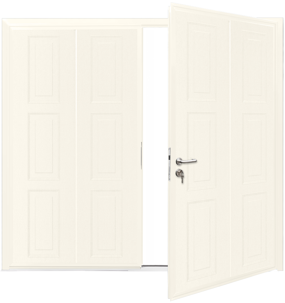Car Teck Side Hinged Georgian Vertical Woodgrain Pure white RAL 9010
